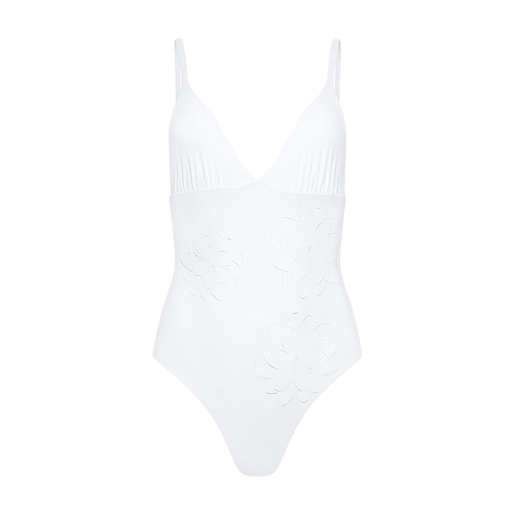 Catherine One-Piece With Floral Appliqués