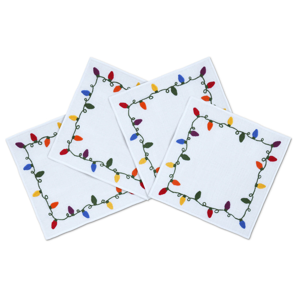 Christmas Lights Cocktail Napkins (4) Cocktail Napkins Chefanie