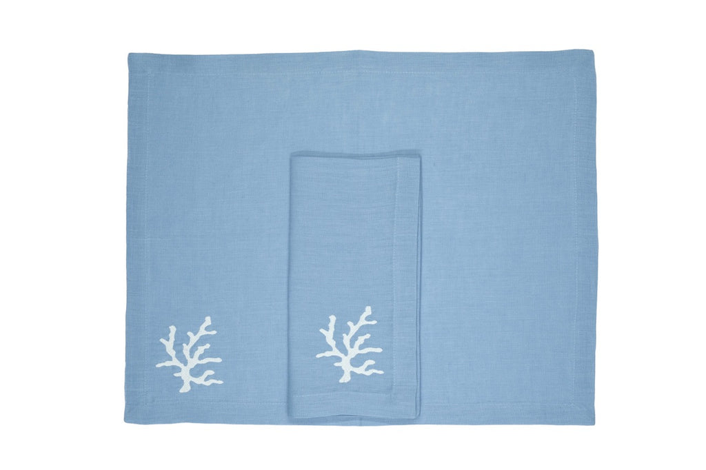 Coral Collection Napkin and Placemat in Mavi, Set of 2