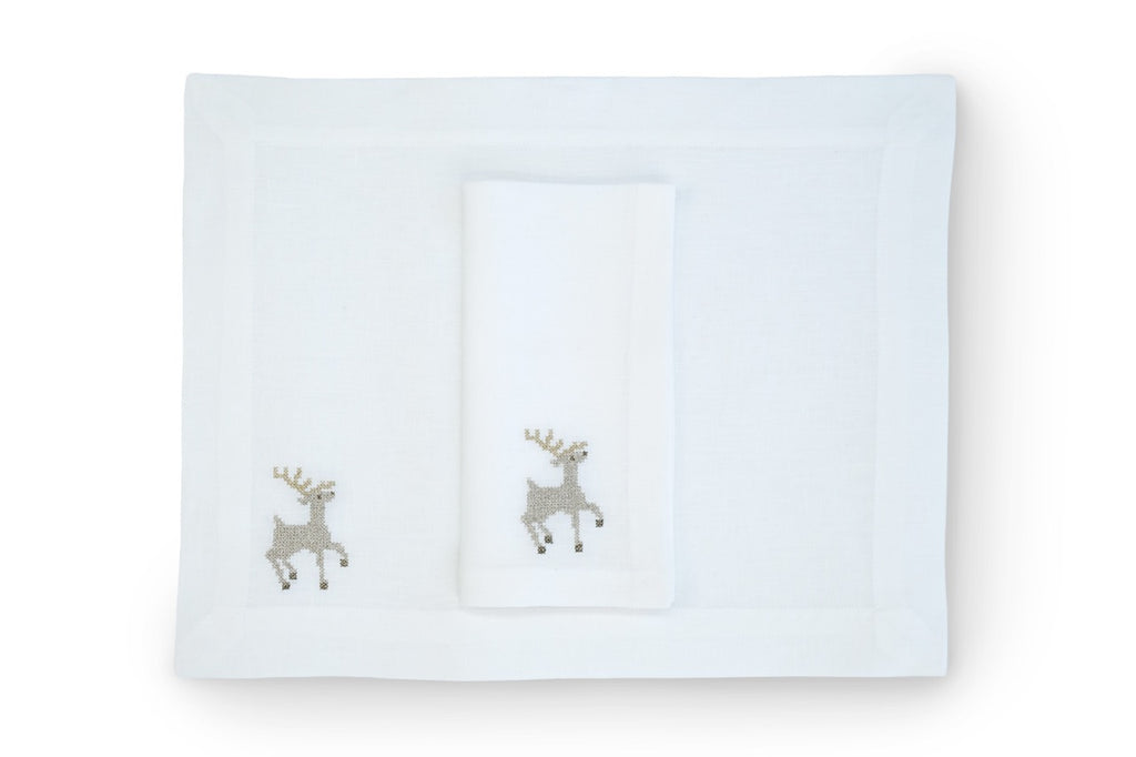 Sparkling Reindeer Napkin and Placemat, Set of 2