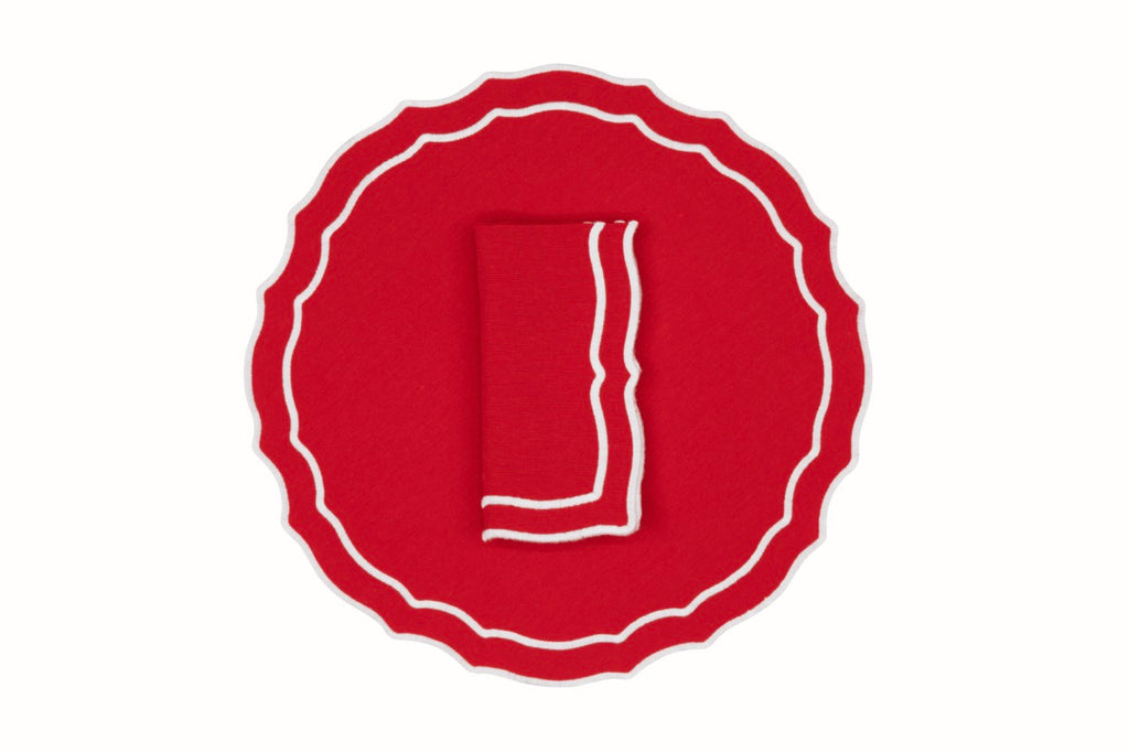 Stucco Red Linen Napkin and Placemat, Set of 2