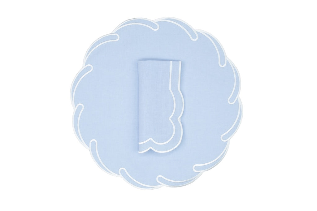 Waves Linen Napkin and Placemat in Air Blue, Set of 2