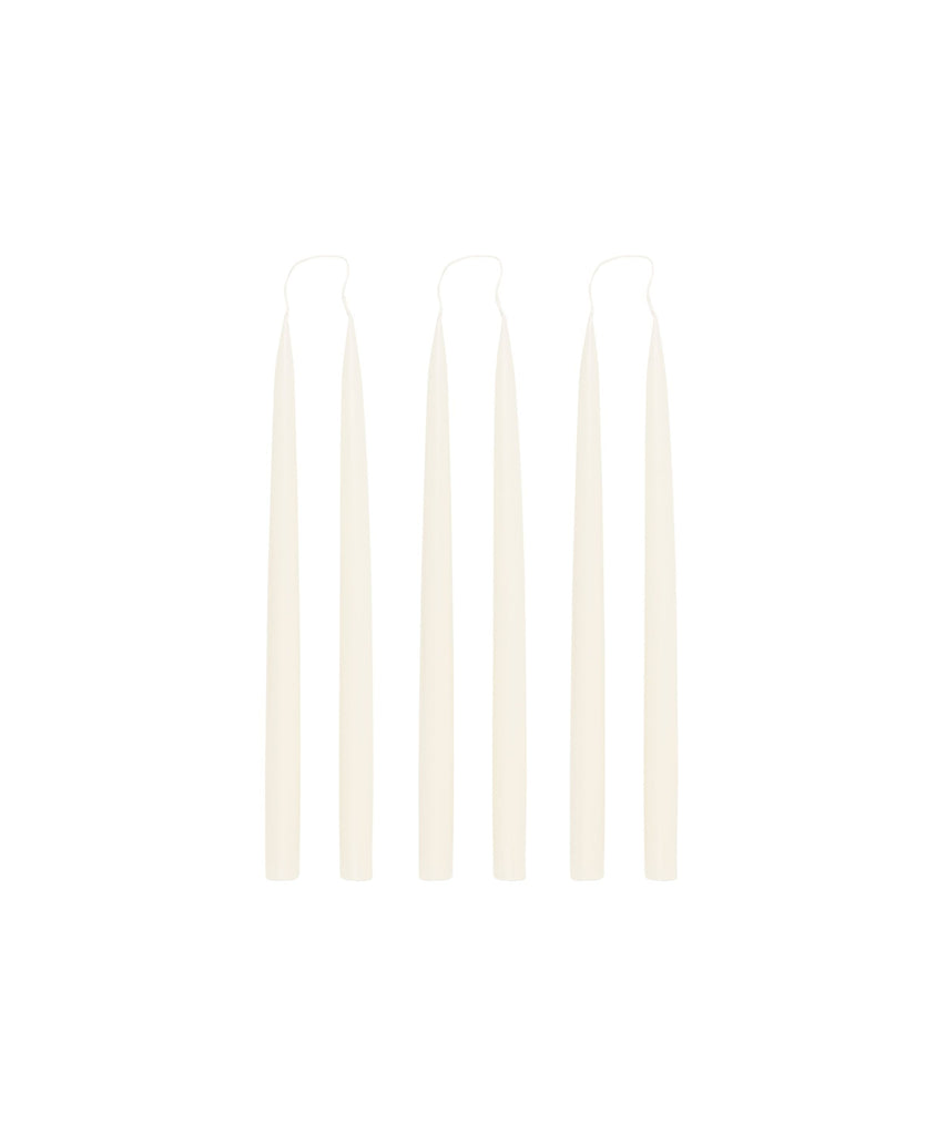 Rebecca Udall Set of 6 35cm Danish Taper Candles, soft off White cream