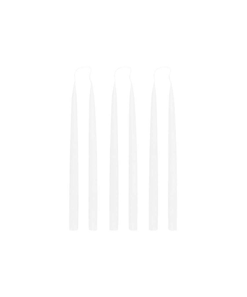 Danish Taper Candles in Bright White, Set of 6