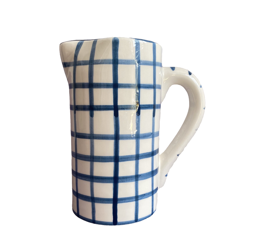 Drink Me Jug & Vase in Capri Blue Gingham