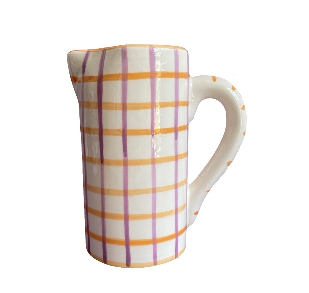 Drink Me Jug & Vase in Orange & Lilac Gingham