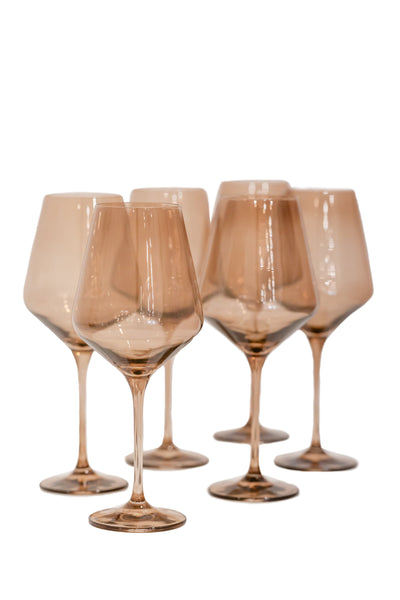 Estelle Colored Glass Estelle Hand-Blown Colored Martini Glasses (Set of 6) - Smoke (Set of 6)