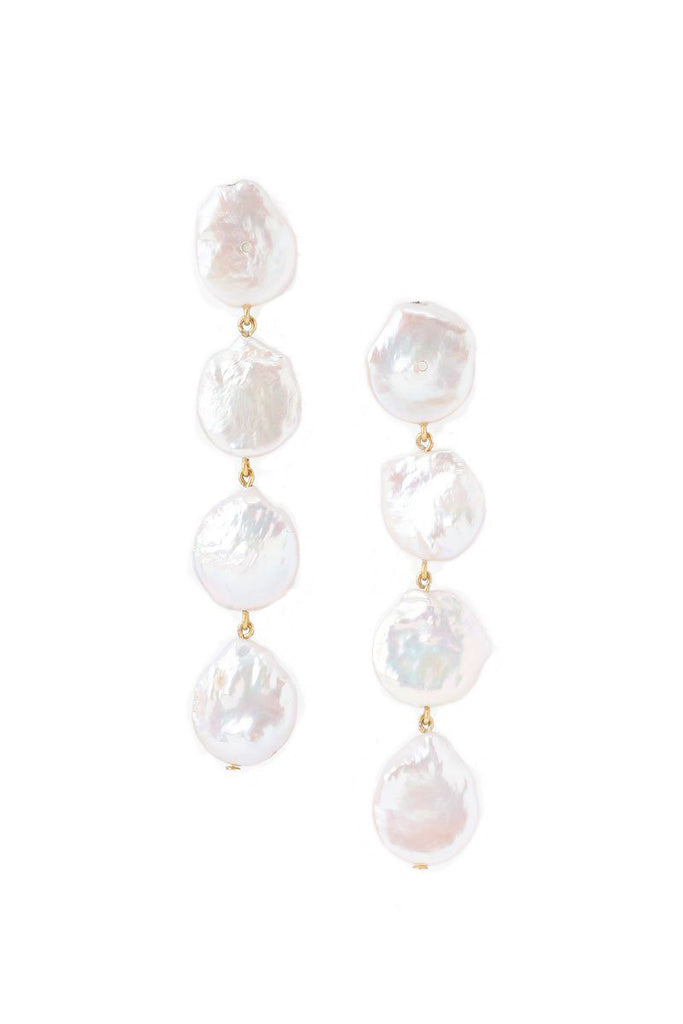 Four Tiered White Keshi Pearl Earrings
