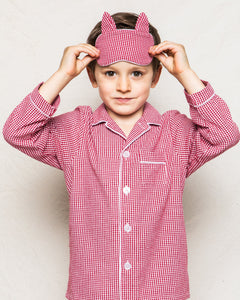 Children’s Red Mini-Gingham Kitty Sleep Mask