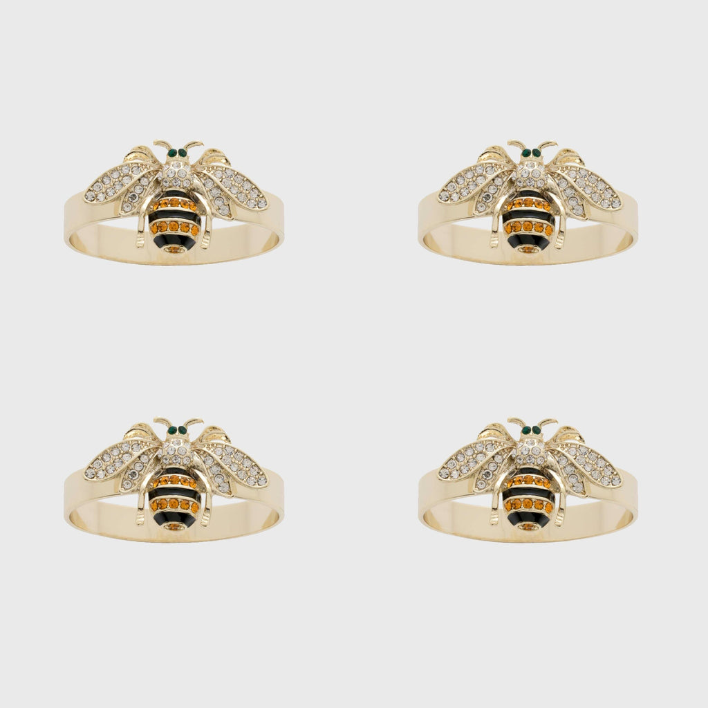 Skinny Stripey Bee Napkin Rings, Set of Four