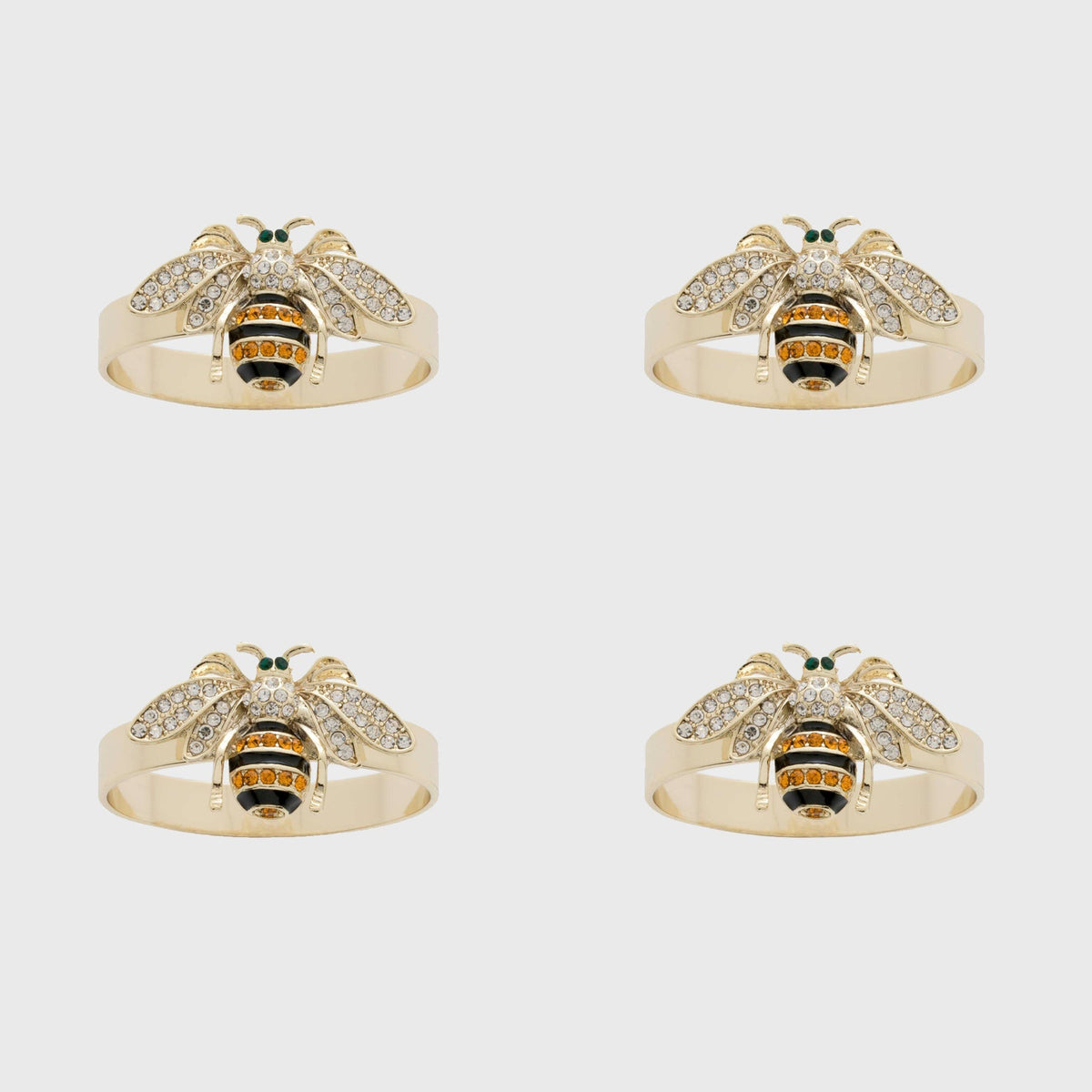 Skinny Stripey Bee Napkin Rings, Set of Four