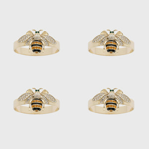 Skinny Stripey Bee Napkin Rings, Set of Four