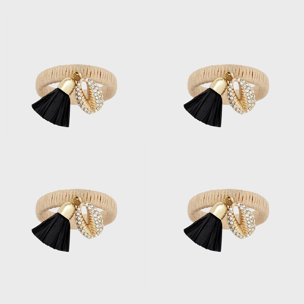 Skinn Puka Shell Napkin Ring in Black, Set of Four
