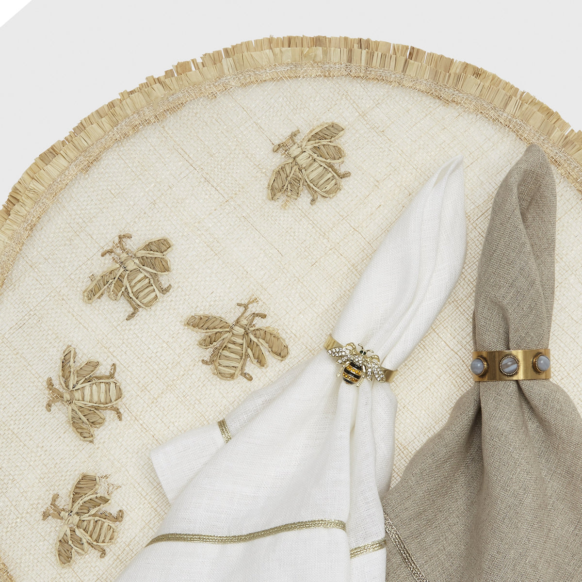 Skinny Stripey Bee Napkin Rings, Set of Four