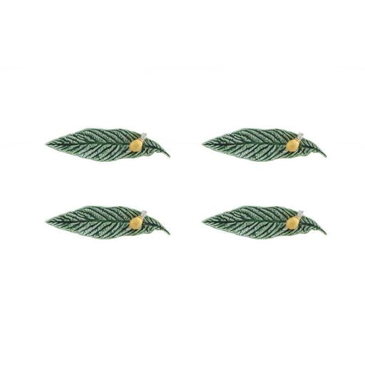 Countryside Leaves Medlar Leaf with Snail, Set of 4