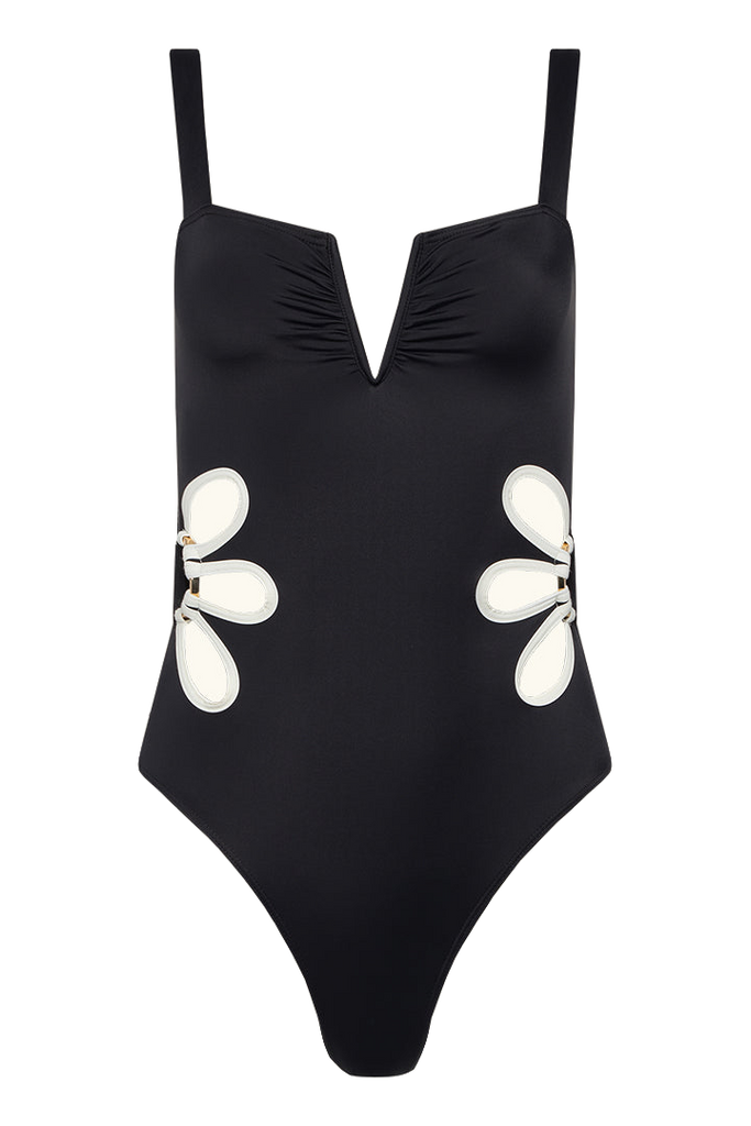 The Flora One-Piece in Black & Ivory