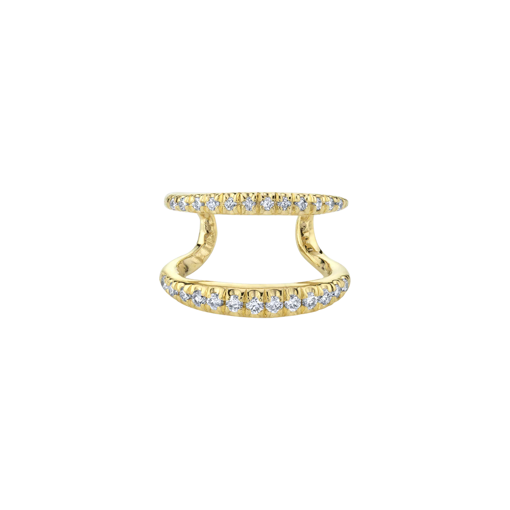 Twin Tusk Ear Cuff with Double Line Pavé White Diamonds
