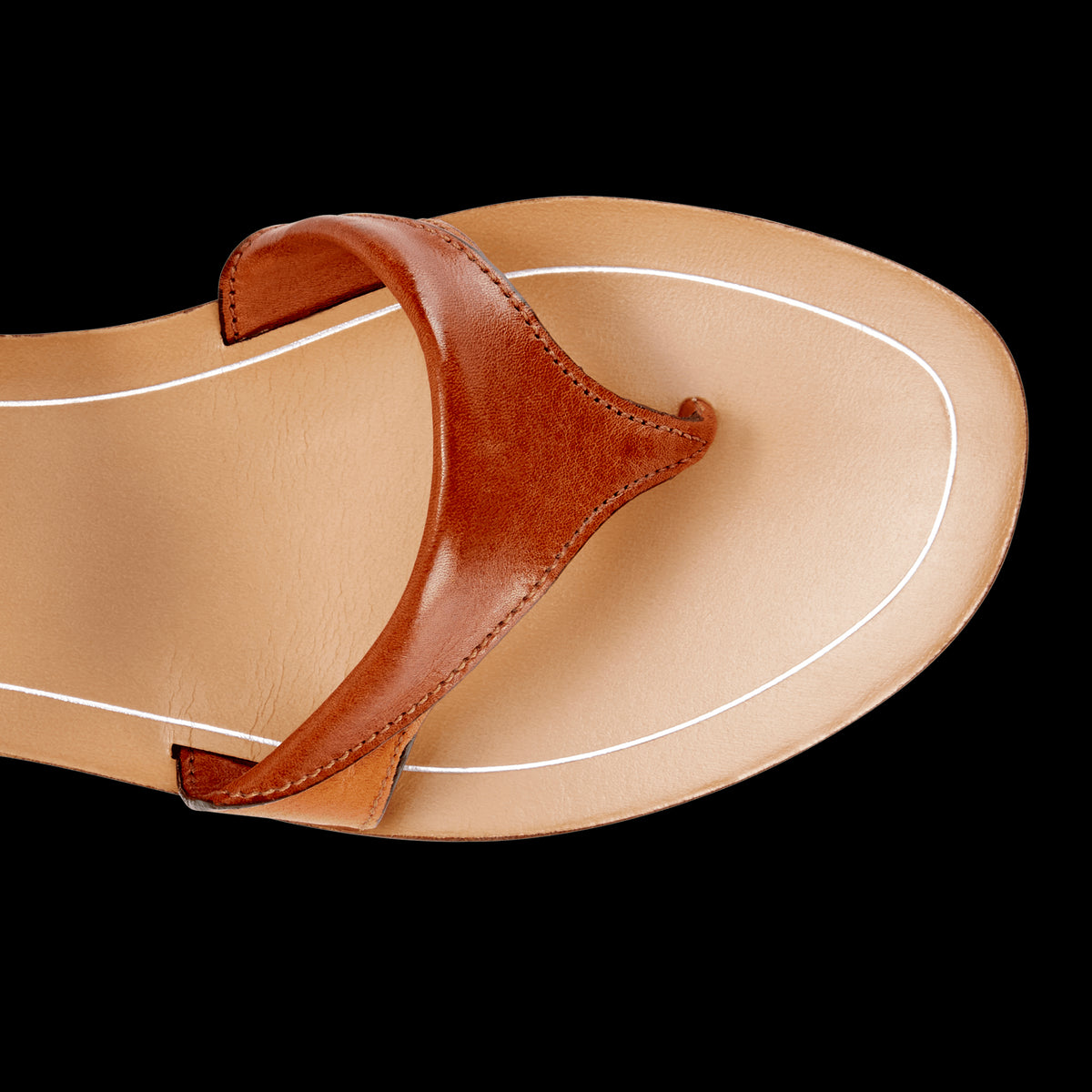 10mm Italian Made Flat Grear Sandal in Saddle Vachetta