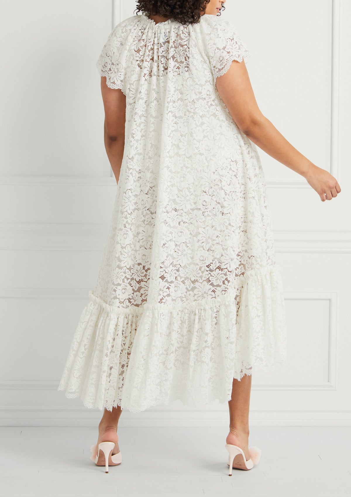 Hayley is 5'10" and wears a size XL in the White Lace color:White Lace