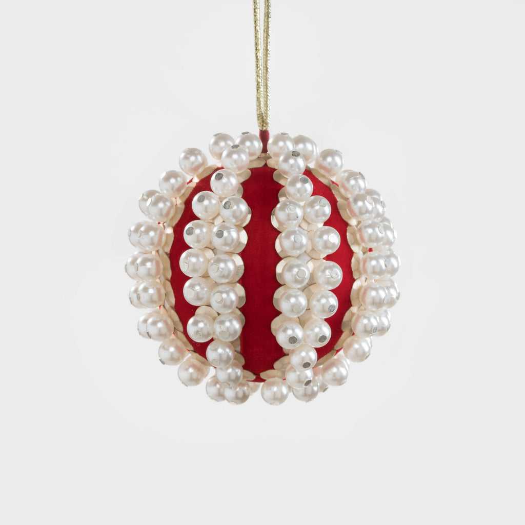 Pearl and Velvet Ball Ornament