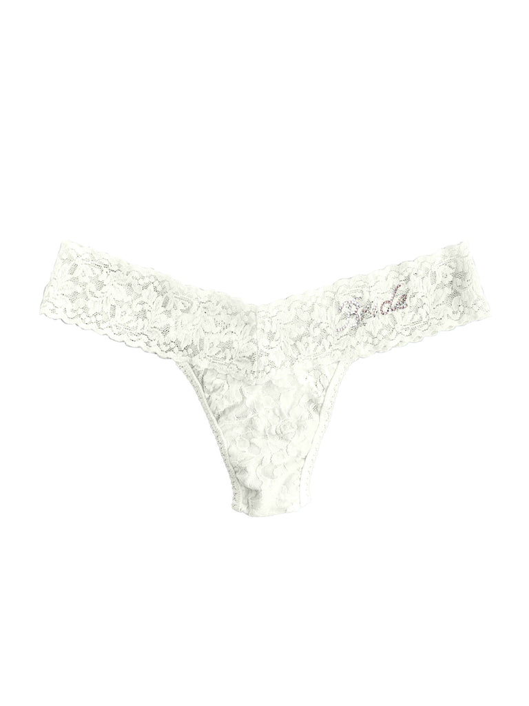 Bride Crystal Signature Lace Low Rise Thong-IVORY-Hanky Panky