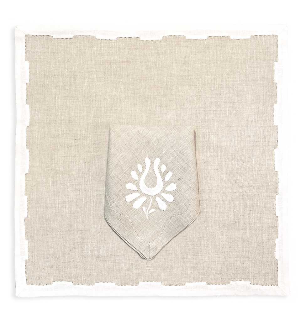 Hanover Placemats in Oatmeal and White, Set of 2
