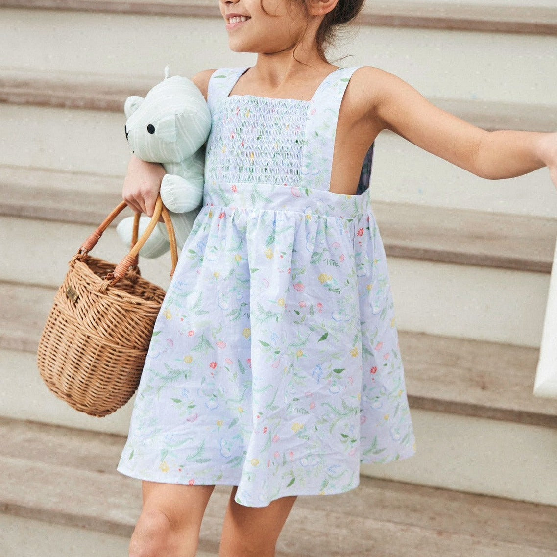 Girls Bay Lavender Smocked Bib Dress