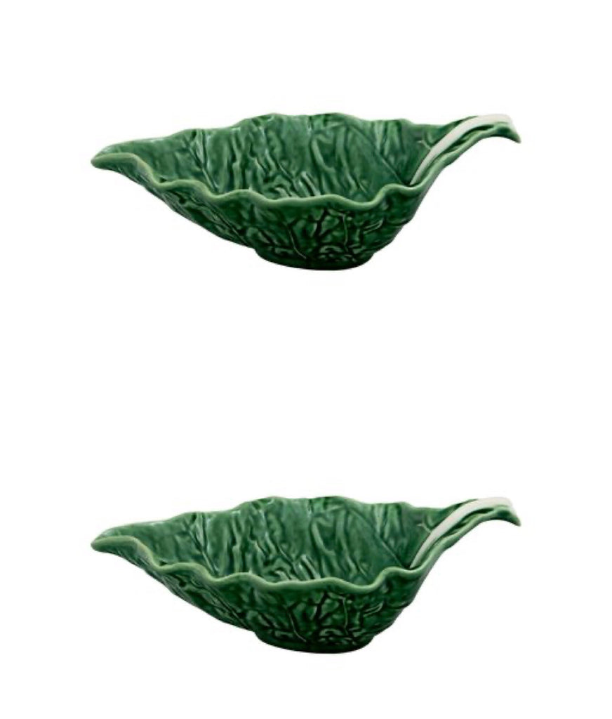 Cabbage Sauceboat in Green, Set of 2