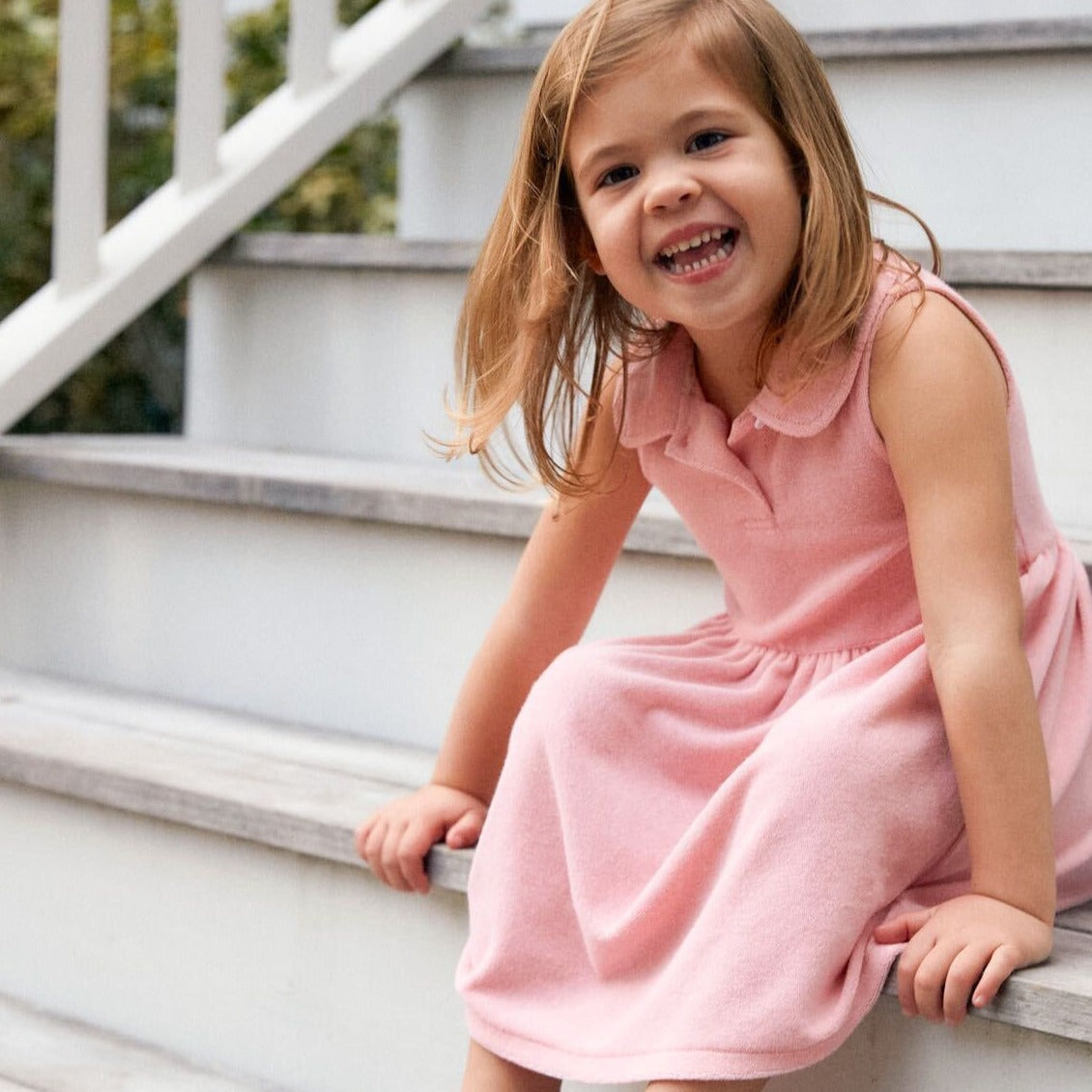 Girls Conch Pink French Terry Tennis Dress