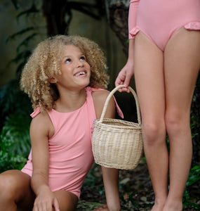 minnow x Fanm Mon Girls Hibiscus Tie Knot One Piece