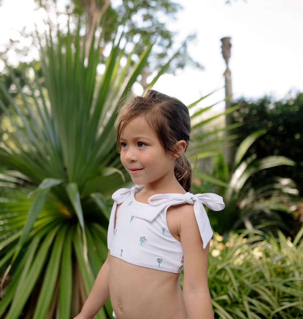 minnow x Fanm Mon Girls Coconut Grove White Tie Knot Bikini