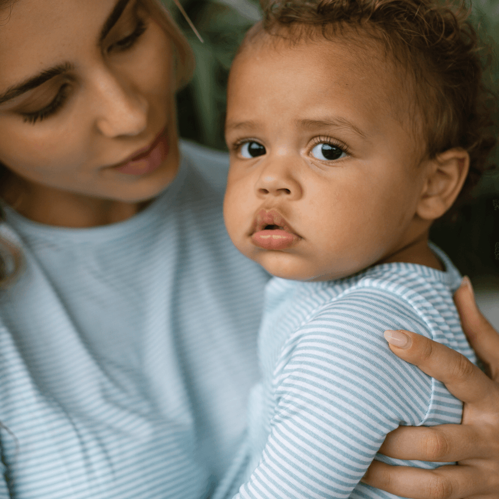 Unisex Powder Blue Stripe Pima Footie