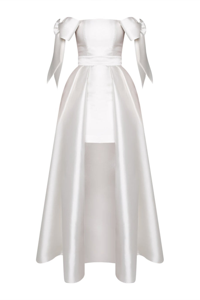 Isabella Silk and Wool Mini Dress with Convertible Skirt in White
