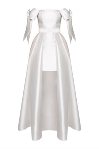 Isabella Silk and Wool Mini Dress with Convertible Skirt in White