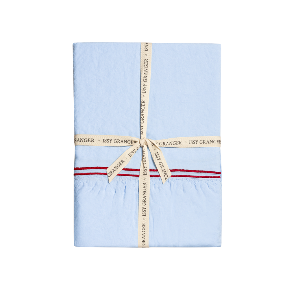 Double Piped Linen Tablecloth in Blue