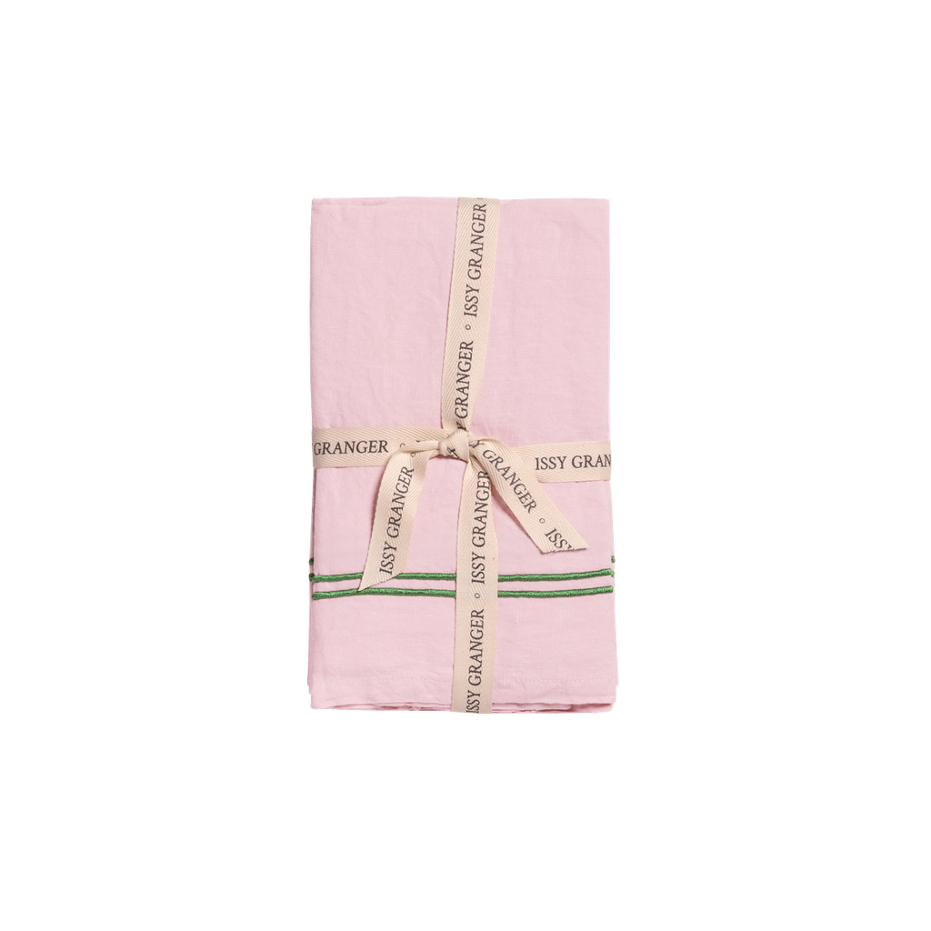 Double Piped Linen Napkins in Pink, Set of Four