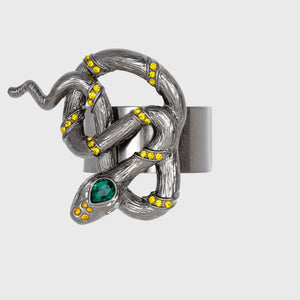 Snake Napkin Rings in Gunmetal, Set of Four