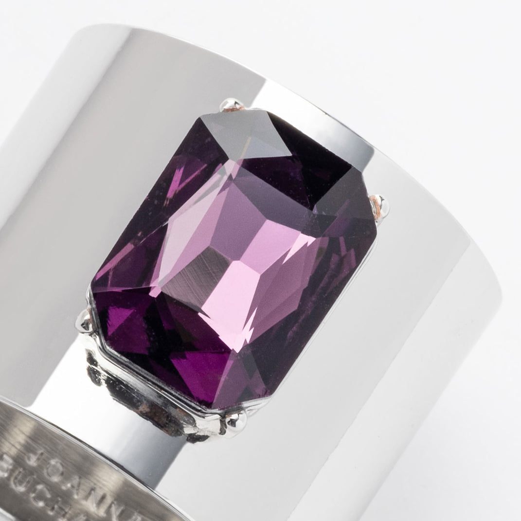 Single Gem Napkin Ring in Amethyst, Set of Two