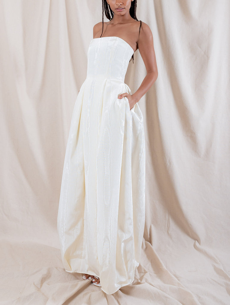 Rosa Moire Strapless Gown