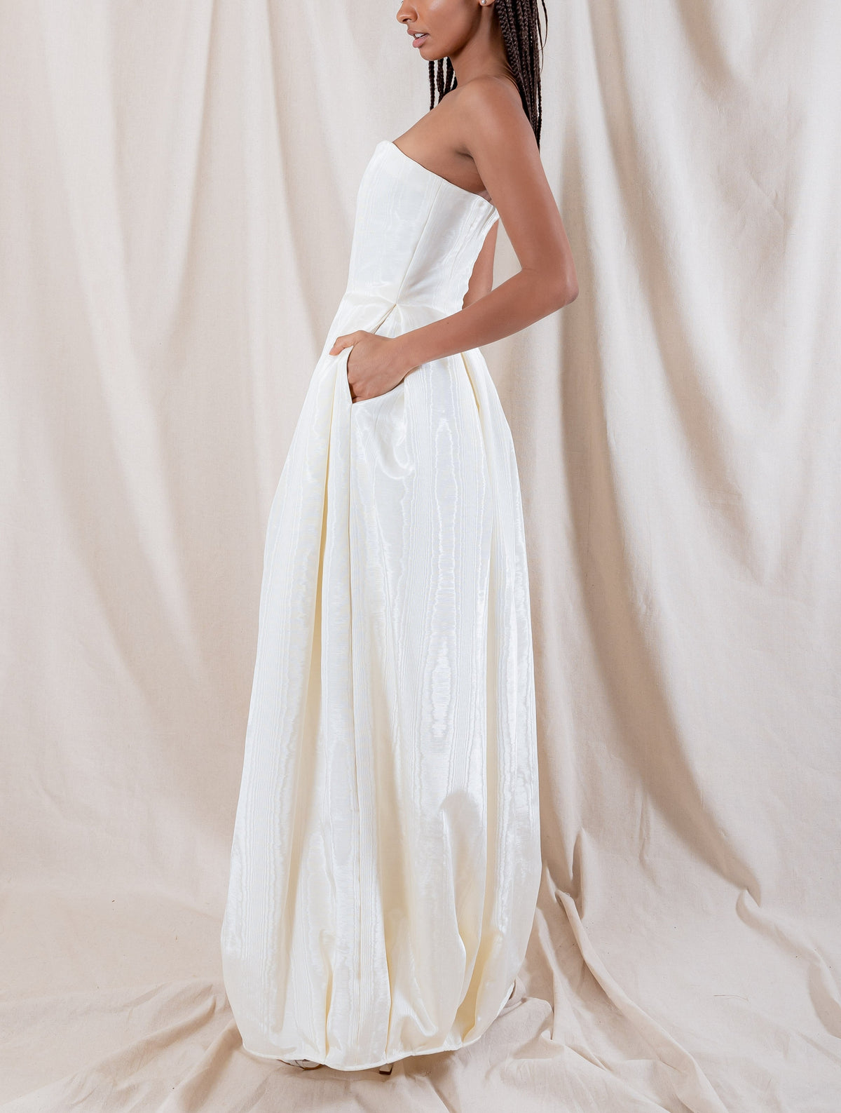 Rosa Moire Strapless Gown