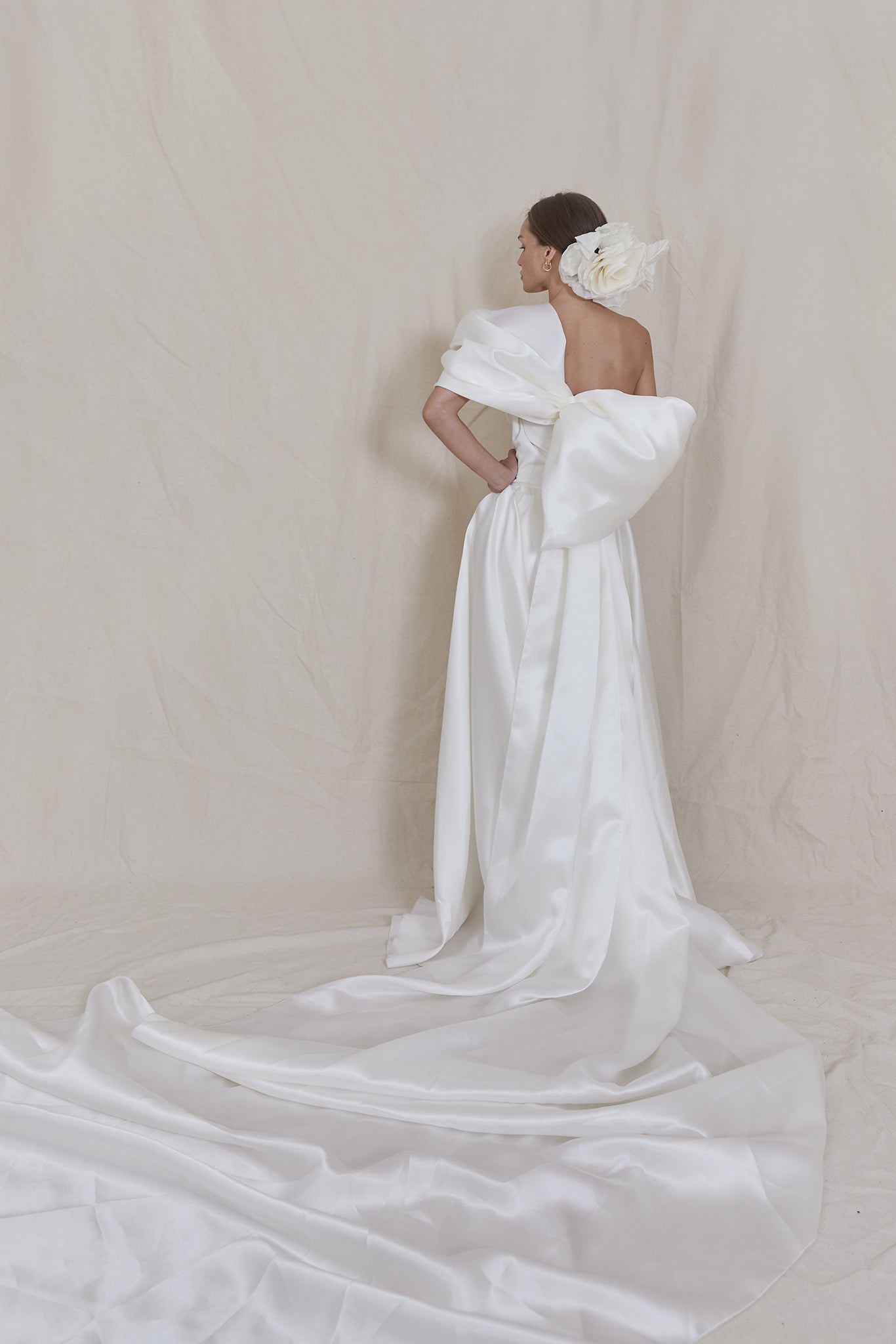 Lulu Gown with Hand Draped A-Symmetrical Organza Bodice