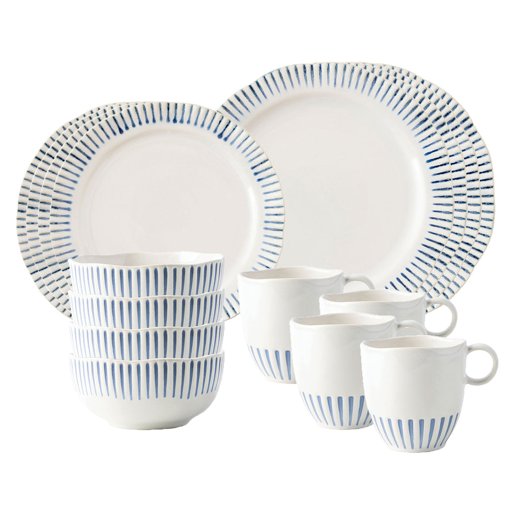 Sitio Stripe Indigo 16-Piece Set