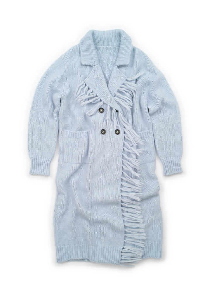 Mavis Fringe Knit Coat  Lingua Franca NYC