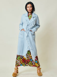 Mavis Fringe Knit Coat  Lingua Franca NYC