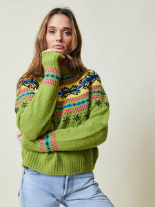 Nora Snowflake Crewneck Sweater Lingua Franca NYC