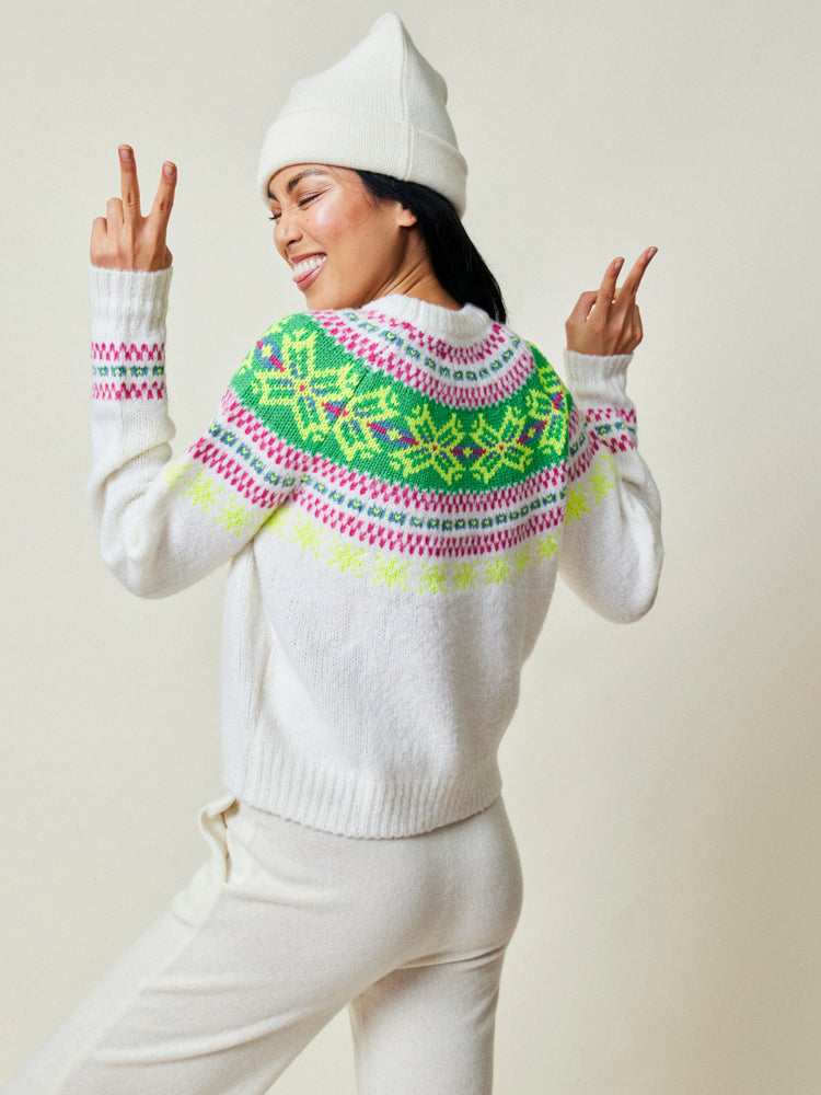 Nora Snowflake Crewneck Sweater Lingua Franca NYC
