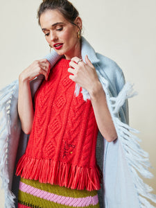 Mavis Fringe Knit Coat  Lingua Franca NYC