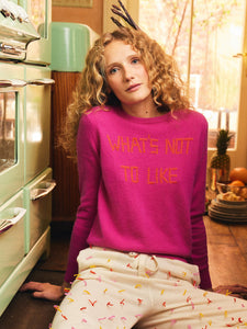 What's Not to Like Crewneck Sweater Lingua Franca NYC Fuchsia XS