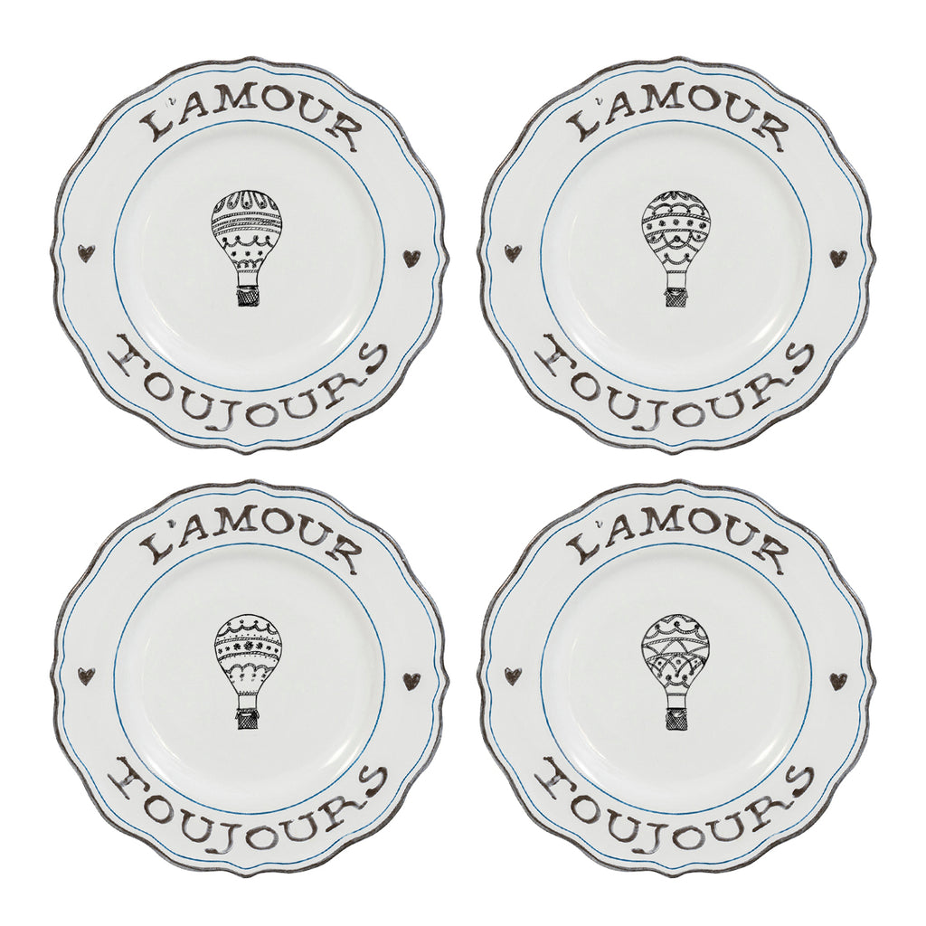 L’Amour Toujours Dessert/Salad Plates, Assorted, Set of 4