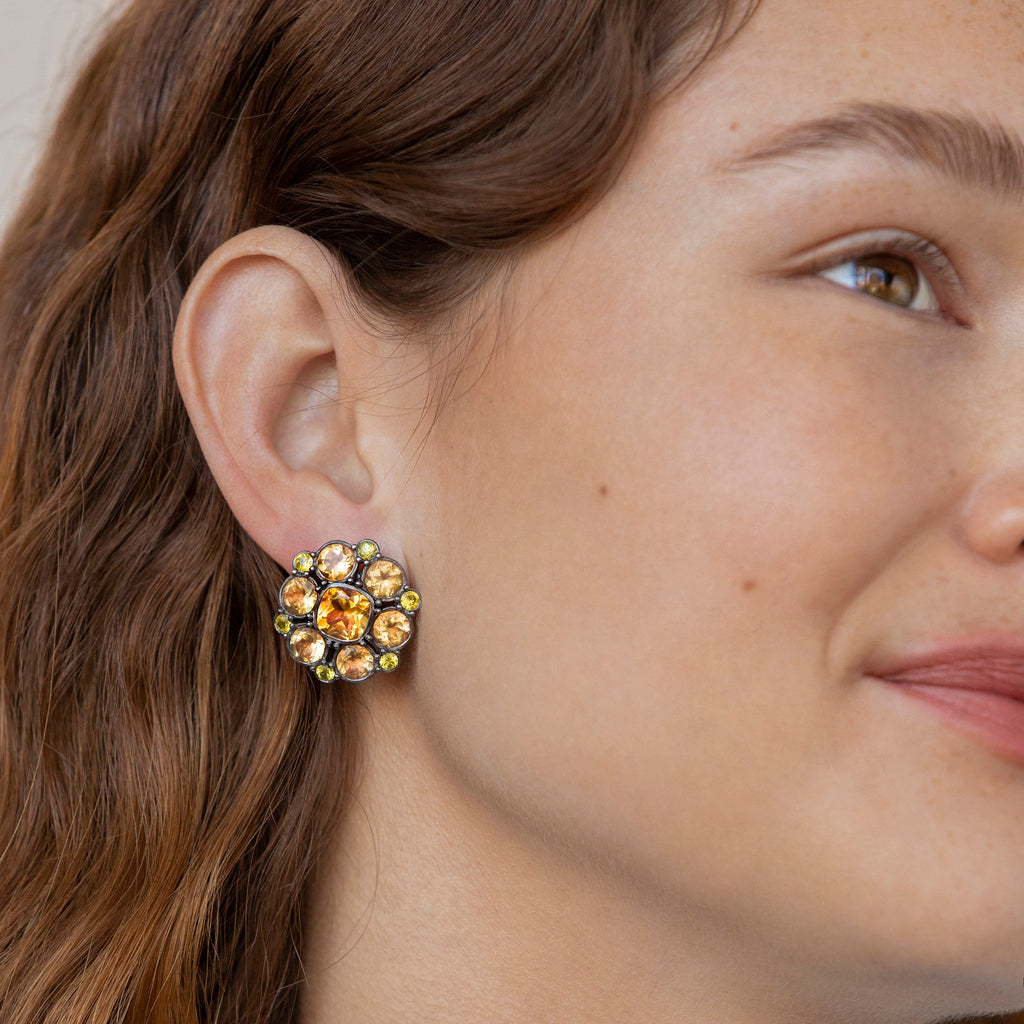 Luzia Duquesa Cluster Earrings in Yellow Citrine